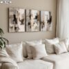 لوحات حائط تجريدية مودرن بألوان بيج للصالون