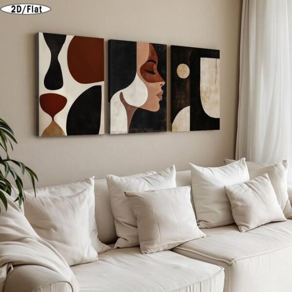 لوحات تجريدية بورتريه بتصميم مودرن للصالون