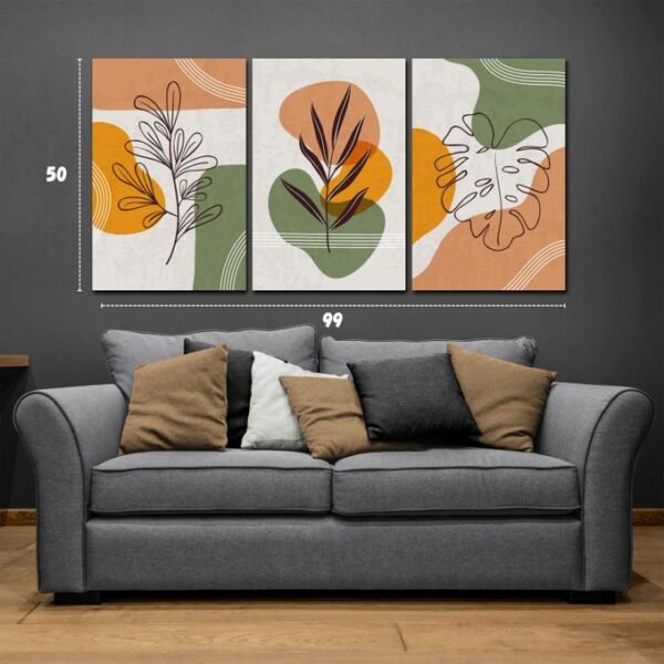 لوحات-حائط-مودرن-نباتية-طقم-3-لوحات-للصالون لوحات كانفا نباتية مودرن