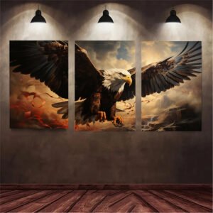 لوحات حائط نسر مودرن طقم 3 لوحات كانفا بتصميم نسر قوي وأنيق