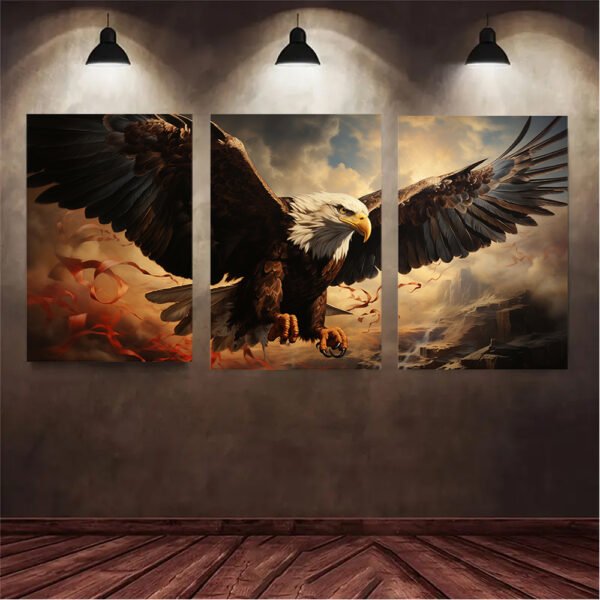 لوحات-حائط-نسر-مودرن-طقم-3-لوحات-كانفا لوحات حائط نسر مودرن طقم 3 لوحات كانفا بتصميم نسر قوي وأنيق