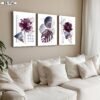 لوحة كانفا زهور مودرن للصالون 3 قطع المقاس الإجمالي