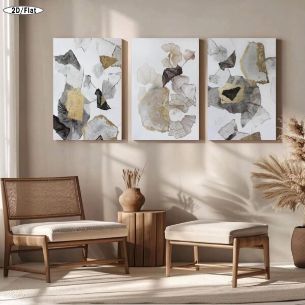 لوحة كانفا مودرن للصالون 3 قطع ديكور حائط عصري