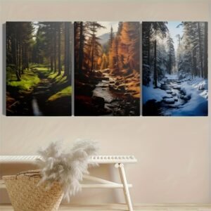 لوحة كانفا طبيعة للصالون 3 قطع مناظر طبيعية غابة