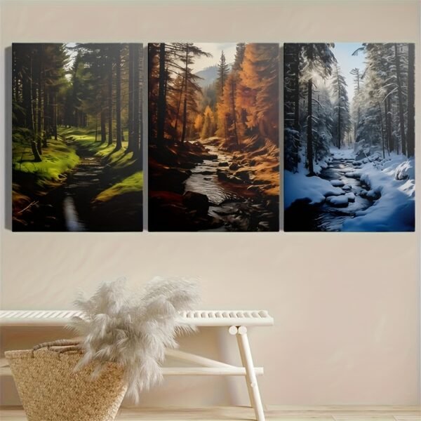 لوحة كانفا طبيعة للصالون 3 قطع مناظر طبيعية غابة
