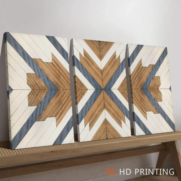 لوحة جدارية هندسية بتأثير الخشب DecoMaroc المغرب