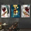 لوحة كأس نبيذ أحمر وزجاجة ذهبية فاخرة للصالون DecoMaroc المغرب
