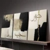 لوحة خط عربي سلام وحب وصبر تجريدي ذهبي DecoMaroc المغرب
