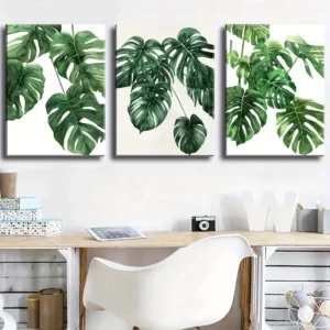 decomaroc-lawhat-awraq-istiwaiya-monstera-khadra-01-1 لوحة حائط أوراق أستوائية مونستيرا خضراء DecoMaroc المغرب