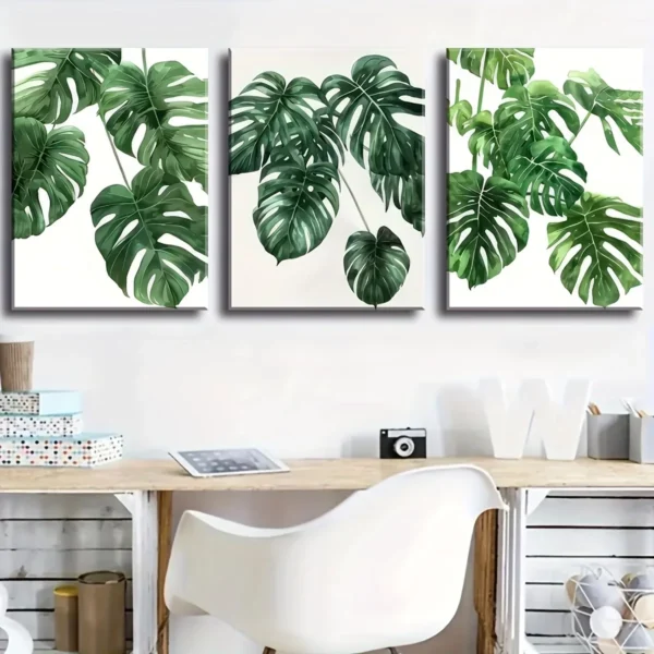 decomaroc-lawhat-awraq-istiwaiya-monstera-khadra-01-1 لوحة حائط أوراق أستوائية مونستيرا خضراء DecoMaroc المغرب