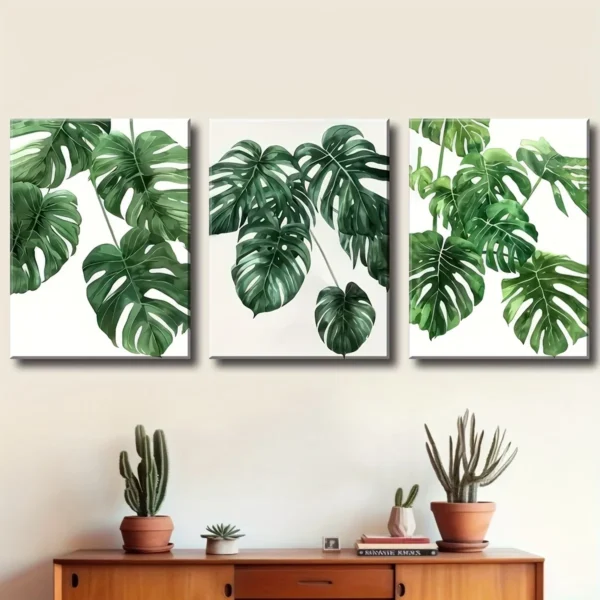 decomaroc-lawhat-awraq-istiwaiya-monstera-khadra-02-1 لوحة حائط أوراق أستوائية مونستيرا خضراء DecoMaroc المغرب