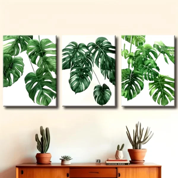 decomaroc-lawhat-awraq-istiwaiya-monstera-khadra-03-1 لوحة حائط أوراق أستوائية مونستيرا خضراء DecoMaroc المغرب