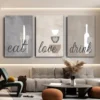 لوحة مطبخ Eat Love Drink رمادي وبيج مودرن DecoMaroc المغرب