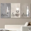 لوحة مطبخ Eat Love Drink رمادي وبيج مودرن DecoMaroc المغرب
