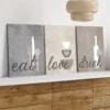 لوحة مطبخ Eat Love Drink رمادي وبيج مودرن DecoMaroc المغرب